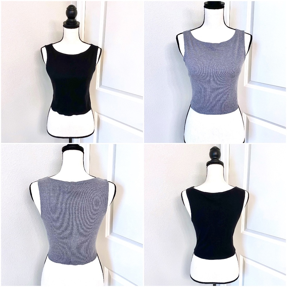 2 NEW CALVIN KLEIN JEANS Black and Gray Crop Tops